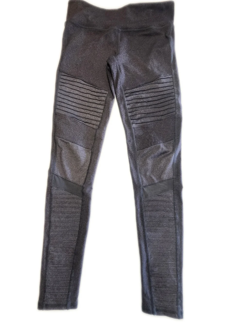 Alo Mid Rise Full Length Moto Legging In Airsoft Charcoal/Maroon, M